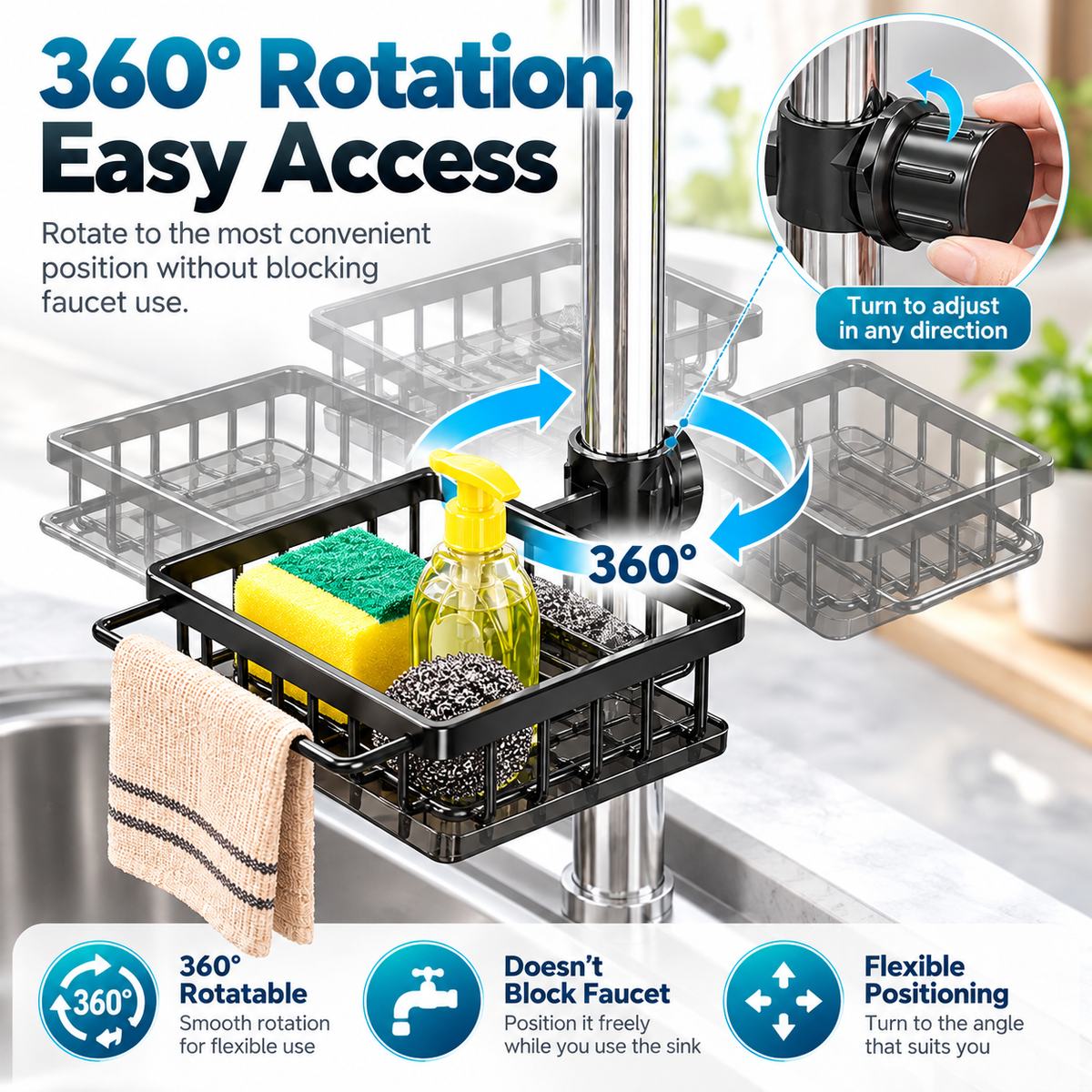 🎉Kitchen Sink Faucet Organizer – Keep Your Sink Neat & Clutter-Free