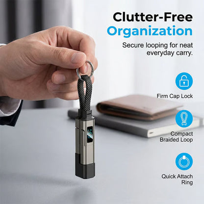🔌 4-in-1 Digital Display Keychain Charging Cable — Power Anytime, Anywhere
