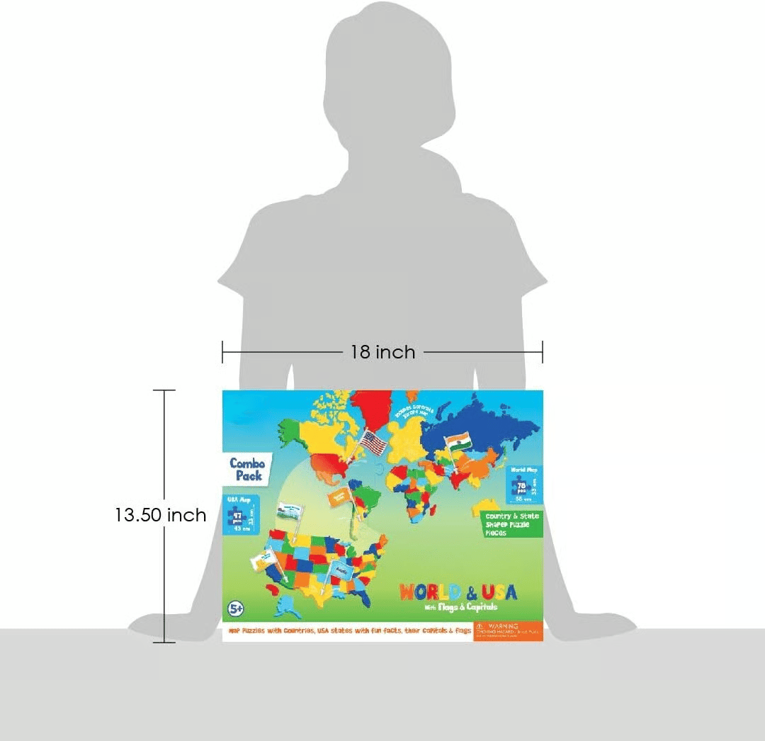 🌍 3-in-1 World & USA Map Puzzle Set for Kids