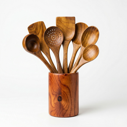 7-Piece Teak Wood Utensil Set | Naturally Better for Everyday Cooking