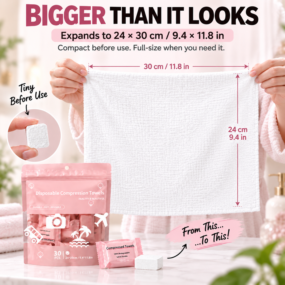 Disposable Compressed Towels – Soft, Absorbent & Travel-Friendly