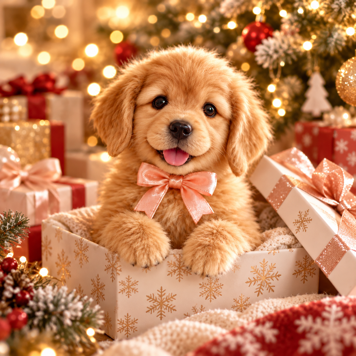 🎁Realistic Golden Retriever Puppy ✨ The Cutest Christmas Surprise