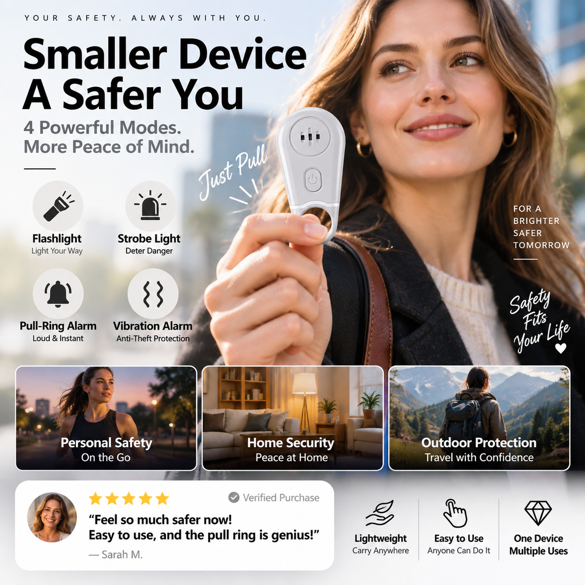 🔥50% OFF NOW! 🛡️130dB Personal Safety Alarm Keychain with Flashlight & Strobe Light