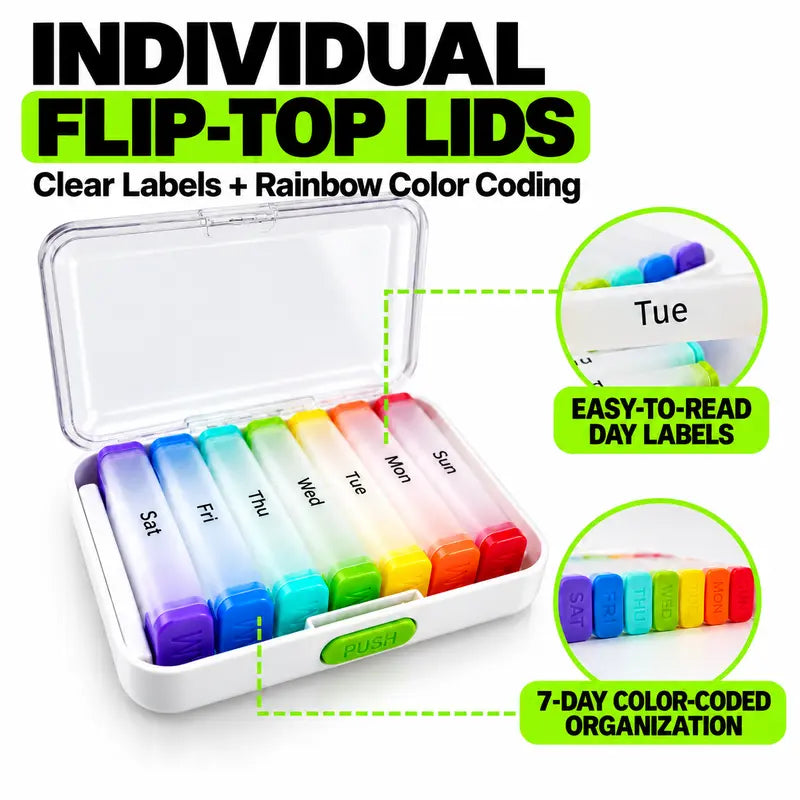 7-Day Jumbo Pill Organizer – Large Capacity Vitamin & Supplement Case