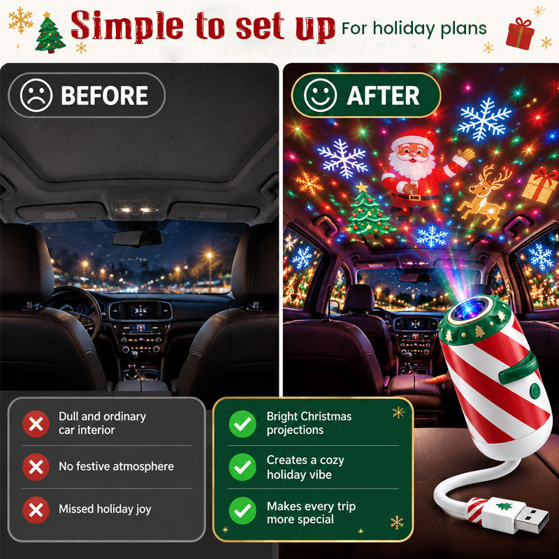 🎄 Merry Ride Christmas Car Projector Light – Holiday Car-Shaped Projector for Christmas Decor & Gifts 🚗✨