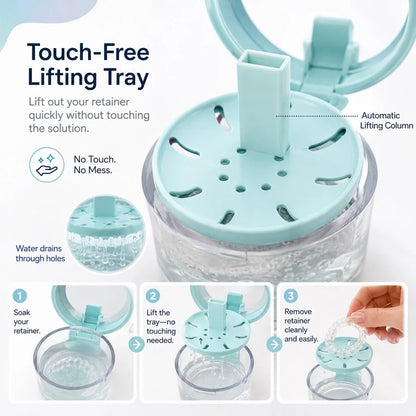 💧Portable Retainer and Denture Cleaning Case with Magnetic Lifting Tray