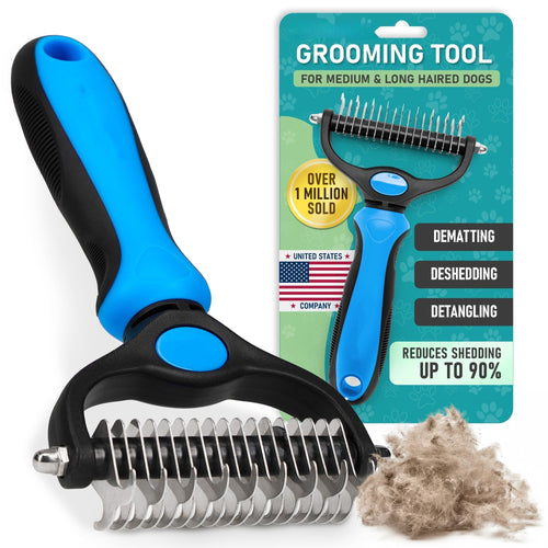 Professional Double-Sided Pet Grooming Rake Undercoat Deshedding Too ...