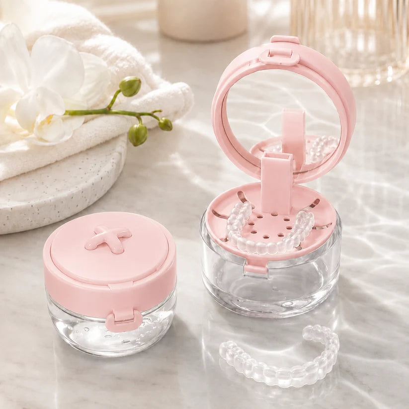 💧Portable Retainer and Denture Cleaning Case with Magnetic Lifting Tray