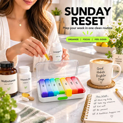 7-Day Jumbo Pill Organizer – Large Capacity Vitamin & Supplement Case