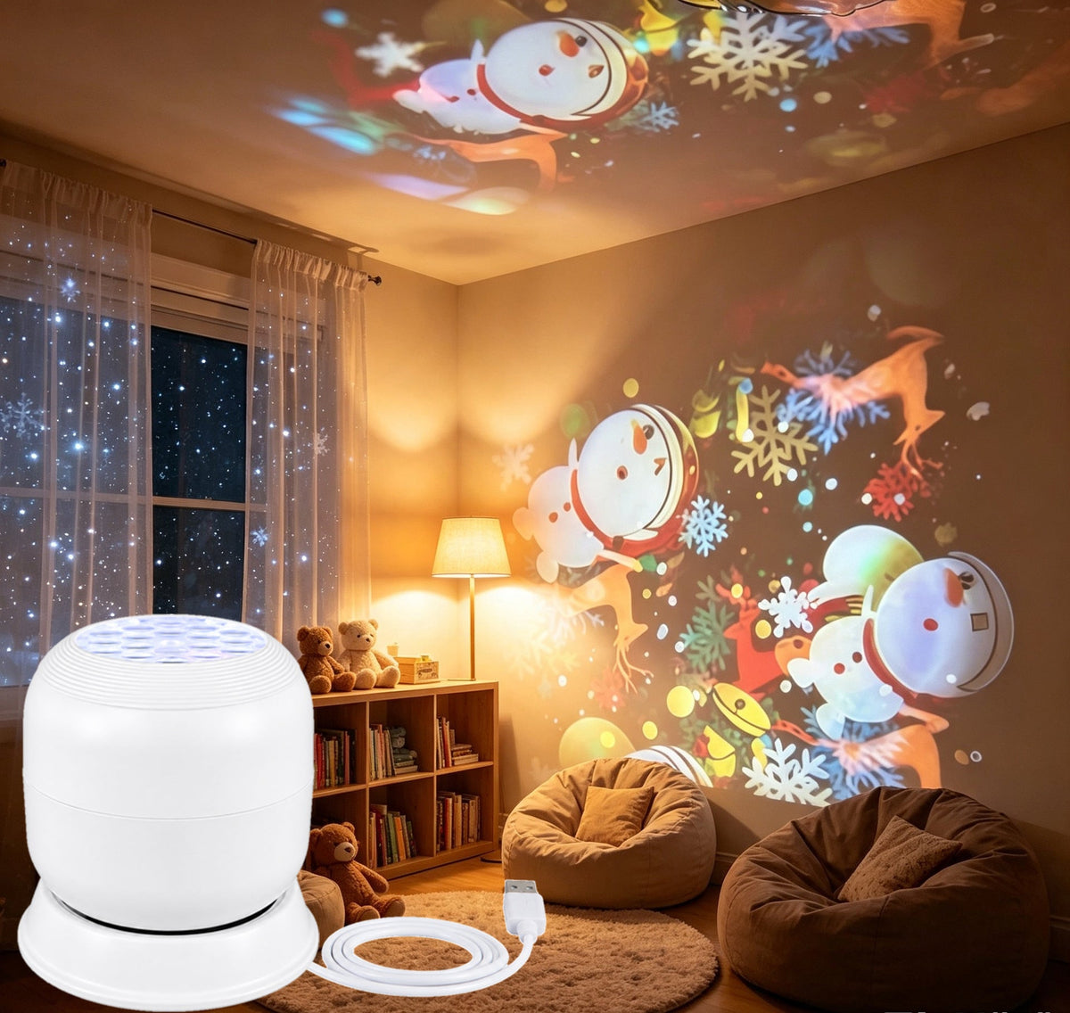 Dynamic rotating LED light projector - Transform Any Room Into a Mesmerizing Ocean Escape