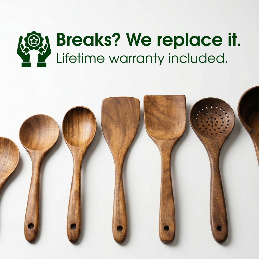7-Piece Teak Wood Utensil Set | Naturally Better for Everyday Cooking