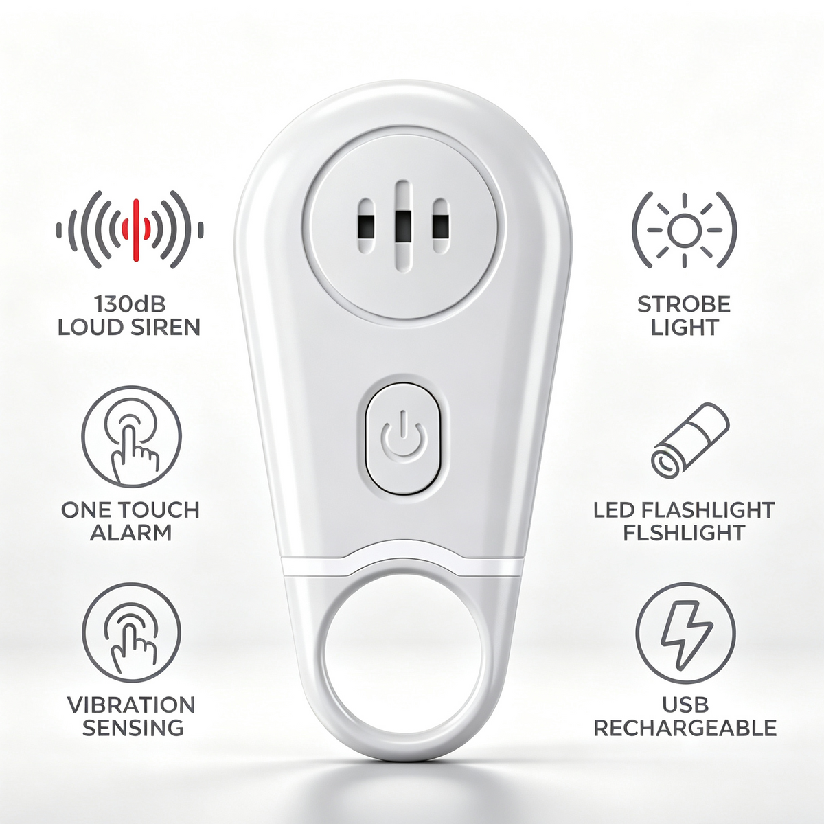 🔥50% OFF NOW! 🛡️130dB Personal Safety Alarm Keychain with Flashlight & Strobe Light