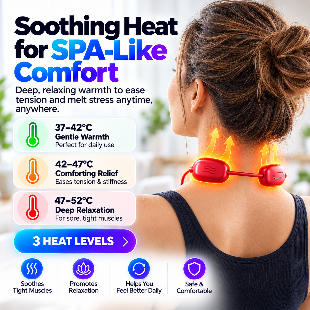 🔥 Portable Neck Massager with Heat – Lightweight Comfort Anytime, Anywhere