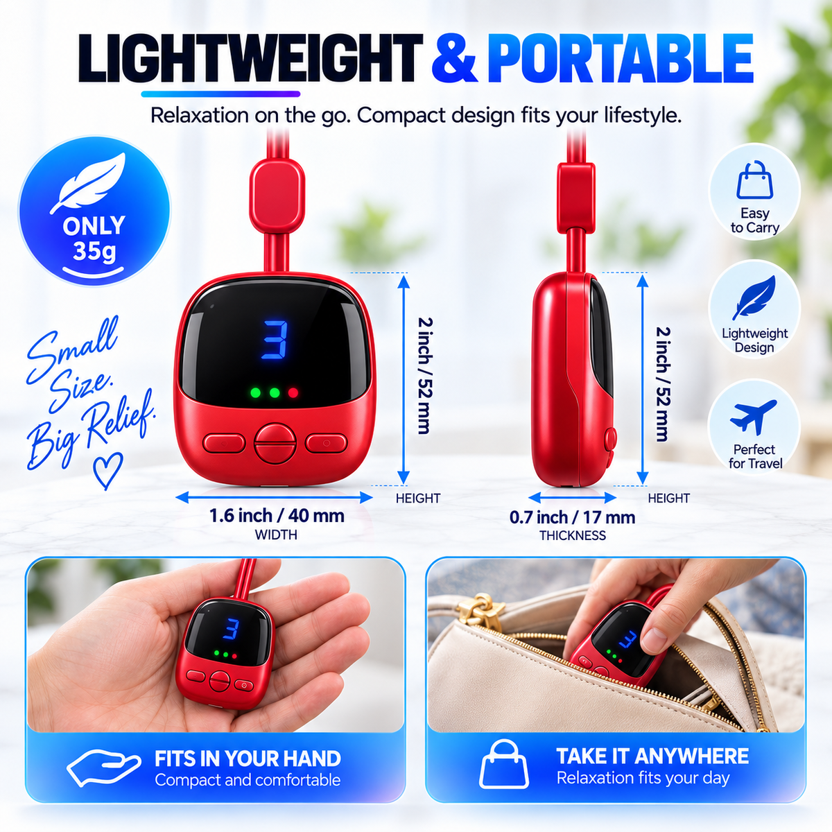 🔥 Portable Neck Massager with Heat – Lightweight Comfort Anytime, Anywhere