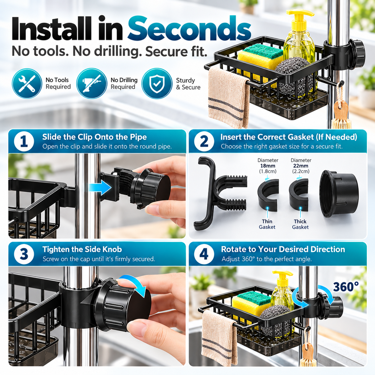 🎉Kitchen Sink Faucet Organizer – Keep Your Sink Neat & Clutter-Free