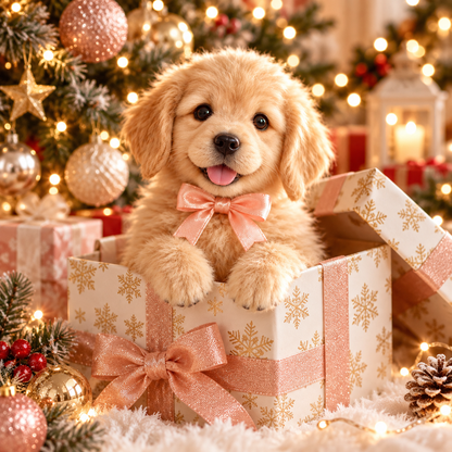 🎁Realistic Golden Retriever Puppy ✨ The Cutest Christmas Surprise