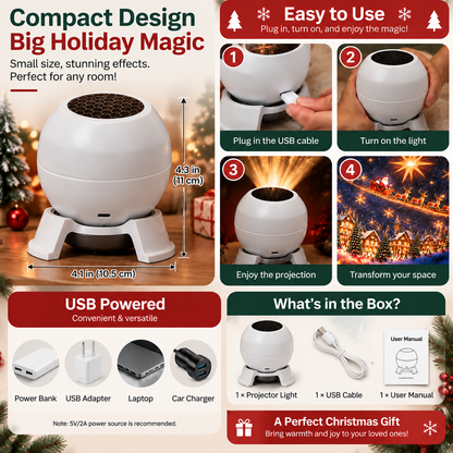 🎄 Magical Christmas Projection Night Light – Transform Any Room Into A Holiday Wonderland