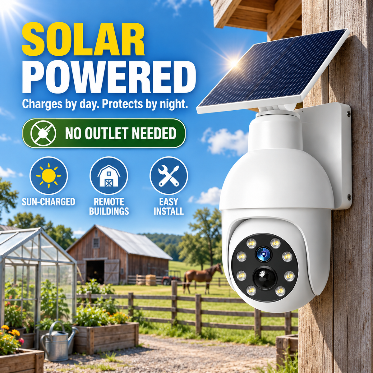 🔥Solar-Powered Simulated Surveillance Camera Street Light