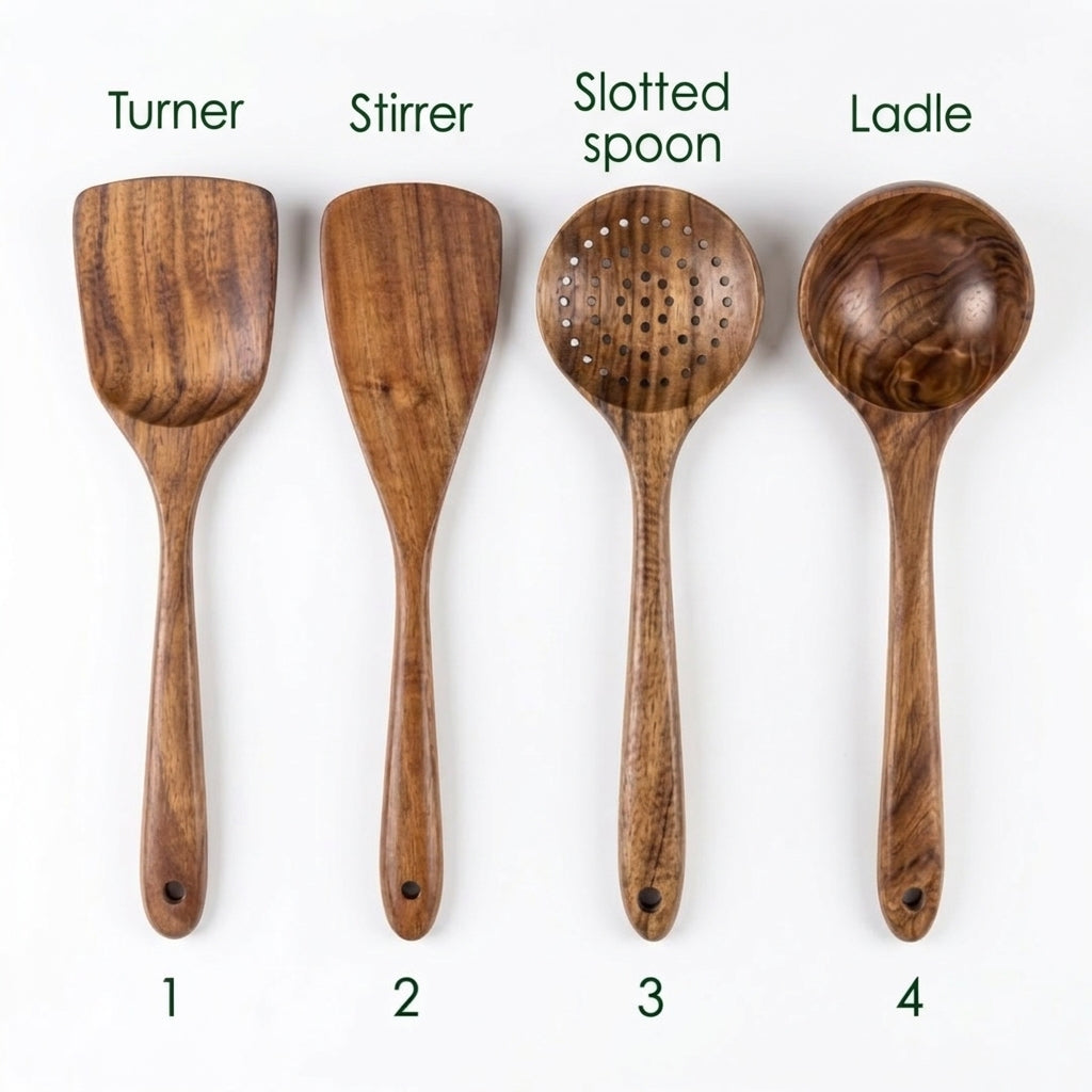 7-Piece Teak Wood Utensil Set | Naturally Better for Everyday Cooking