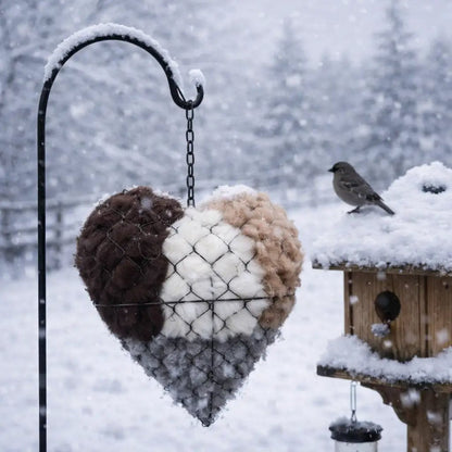 Handmade Alpaca Fiber Bird Nesting Heart - Eco Friendly Garden Ornament