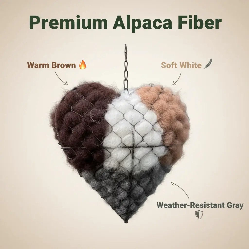 Handmade Alpaca Fiber Bird Nesting Heart - Eco Friendly Garden Ornament