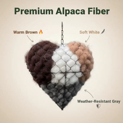 Handmade Alpaca Fiber Bird Nesting Heart - Eco Friendly Garden Ornament