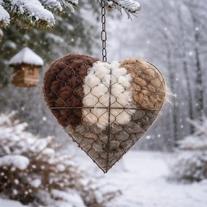 Handmade Alpaca Fiber Bird Nesting Heart - Eco Friendly Garden Ornament