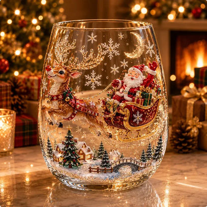 ✨Magical Christmas 3D Glass Cup Collection – Santa, Reindeer, Snowman & Christmas Tree
