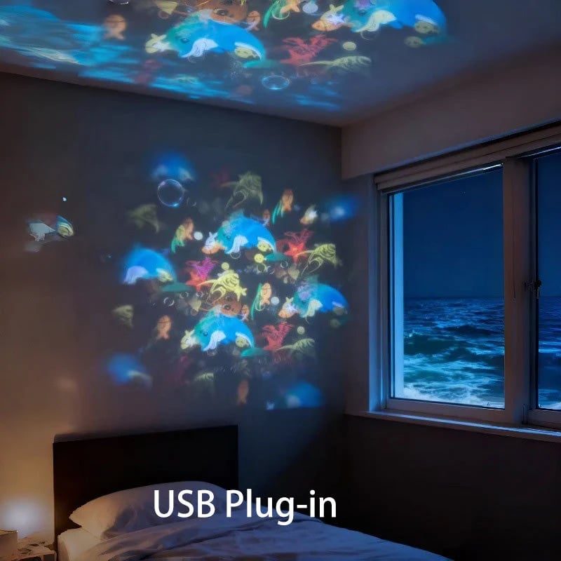 Dynamic rotating LED light projector - Transform Any Room Into a Mesmerizing Ocean Escape