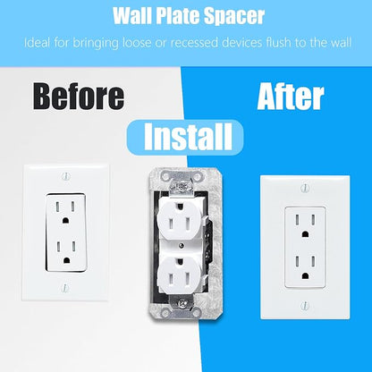 Wall Plate Spacers (Metal) – For Wall Outlet Repair and Securing Loose Outlets