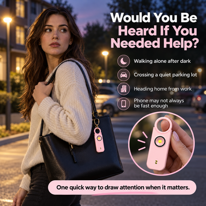 Women's Personal Safety Alarm with Loud Siren, Strobe Light & Keychain Design