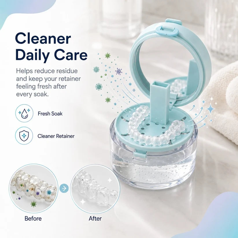 💧Portable Retainer and Denture Cleaning Case with Magnetic Lifting Tray