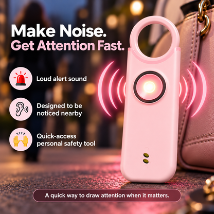 Women's Personal Safety Alarm with Loud Siren, Strobe Light & Keychain Design