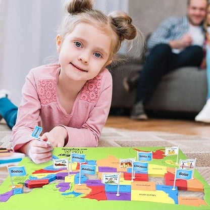 🌍 3-in-1 World & USA Map Puzzle Set for Kids