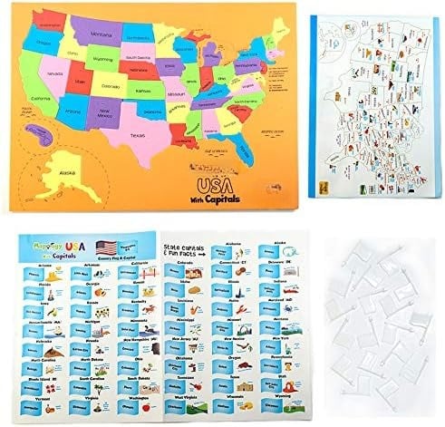 🌍 3-in-1 World & USA Map Puzzle Set for Kids