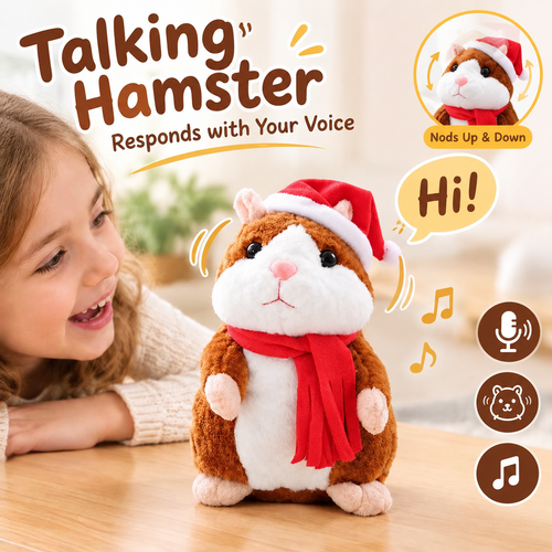 🐹 Talking Hamster Plush – repeats whatever you say, auto head-shaking, hilarious fun for kids & adults.🎁