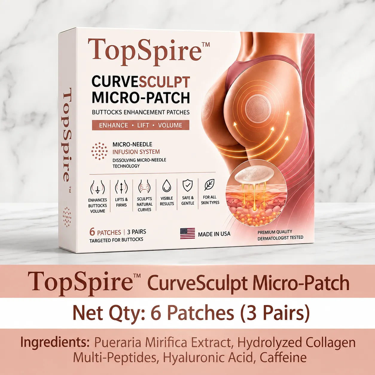 TopSpire™ CurveSculpt Micro-Patch ✦ Sculpt • Firm • Smooth Lower Body Curves ✦ Micro-Needle Infusion System
