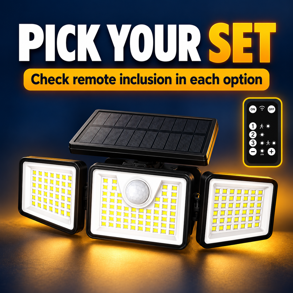 💡 Three-Head Solar Motion Security Light | Adjustable Outdoor Wall Light