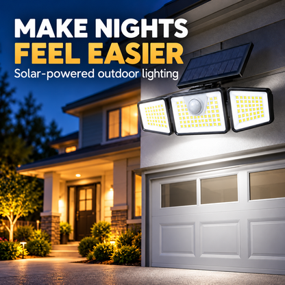 💡 Three-Head Solar Motion Security Light | Adjustable Outdoor Wall Light