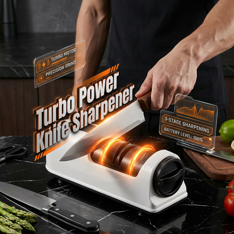 3-Stage Electric Knife Sharpener – Restore Sharp Blades in Seconds