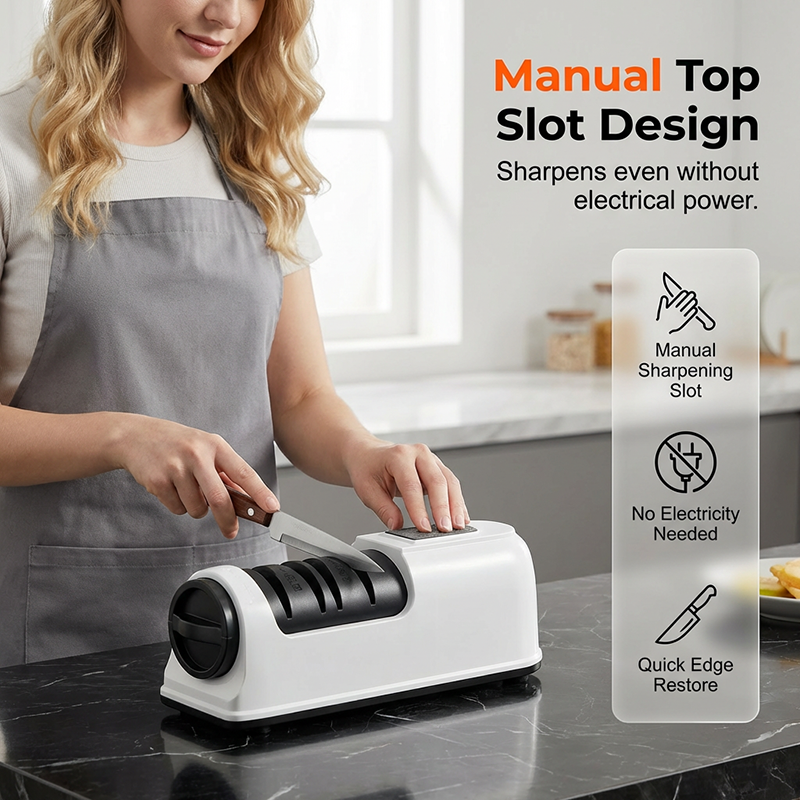 3-Stage Electric Knife Sharpener – Restore Sharp Blades in Seconds